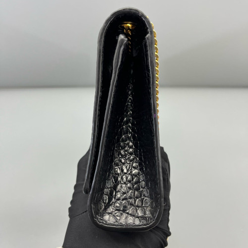 Yves Saint Laurent Medium Kate Crossbody Bag Calfskin Crocodile Embossed Black Yves Saint Laurent Medium Kate Crossbody Bag Calfskin Crocodile Embossed Black