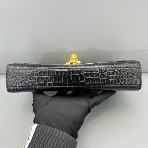 Yves Saint Laurent Medium Kate Crossbody Bag Calfskin Crocodile Embossed Black Yves Saint Laurent Medium Kate Crossbody Bag Calfskin Crocodile Embossed Black