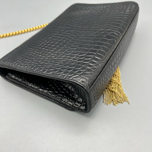 Yves Saint Laurent Medium Kate Crossbody Bag Calfskin Crocodile Embossed Black Yves Saint Laurent Medium Kate Crossbody Bag Calfskin Crocodile Embossed Black