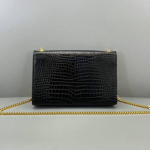 Yves Saint Laurent Medium Kate Crossbody Bag Calfskin Crocodile Embossed Black Yves Saint Laurent Medium Kate Crossbody Bag Calfskin Crocodile Embossed Black
