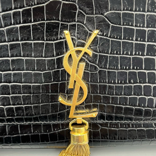Yves Saint Laurent Medium Kate Crossbody Bag Calfskin Crocodile Embossed Black Yves Saint Laurent Medium Kate Crossbody Bag Calfskin Crocodile Embossed Black