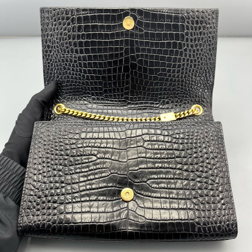 Yves Saint Laurent Medium Kate Crossbody Bag Calfskin Crocodile Embossed Black Yves Saint Laurent Medium Kate Crossbody Bag Calfskin Crocodile Embossed Black