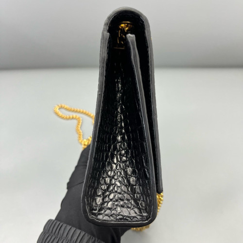 Yves Saint Laurent Medium Kate Crossbody Bag Calfskin Crocodile Embossed Black Yves Saint Laurent Medium Kate Crossbody Bag Calfskin Crocodile Embossed Black