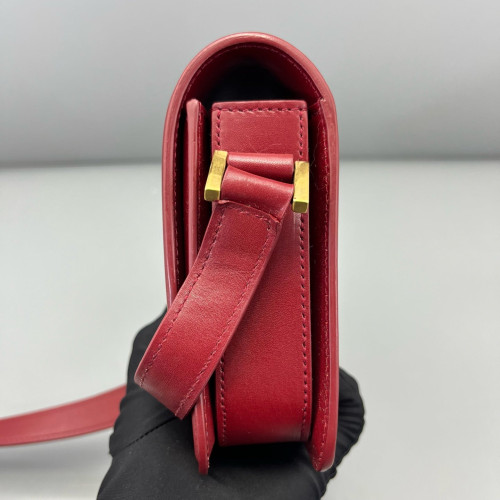Yves Saint Laurent Small Solferino Calfskin Red