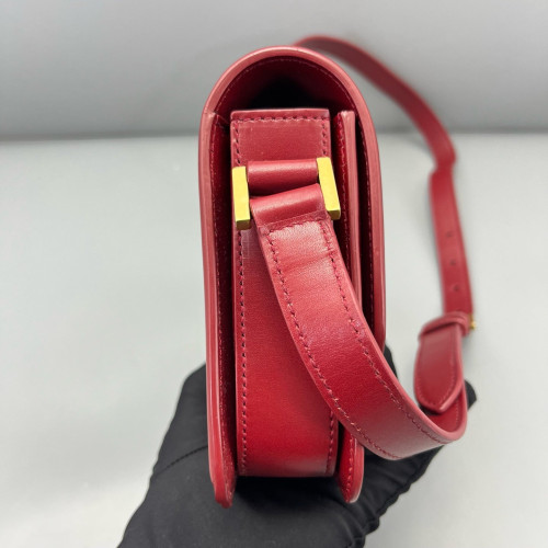 Yves Saint Laurent Small Solferino Calfskin Red