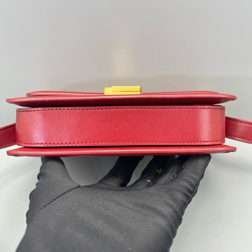 Yves Saint Laurent Small Solferino Calfskin Red