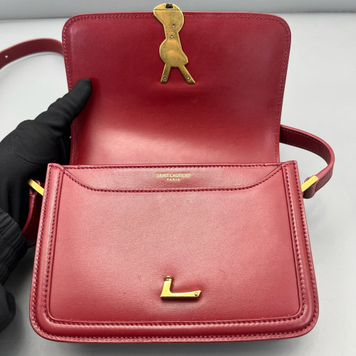 Yves Saint Laurent Small Solferino Calfskin Red