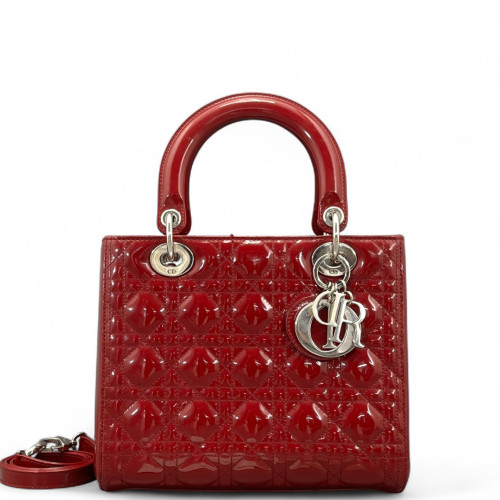 Dior Medium Lady Dior Patent Calfskin Red