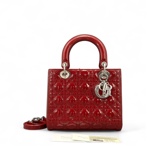 Dior Medium Lady Dior Patent Calfskin Red