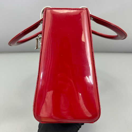 Dior Medium Lady Dior Patent Calfskin Red