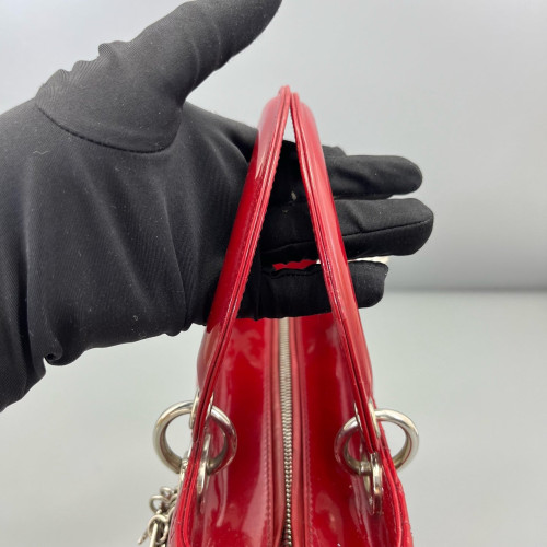 Dior Medium Lady Dior Patent Calfskin Red