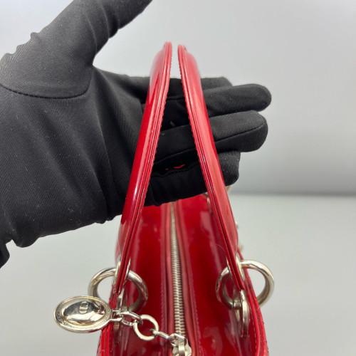 Dior Medium Lady Dior Patent Calfskin Red