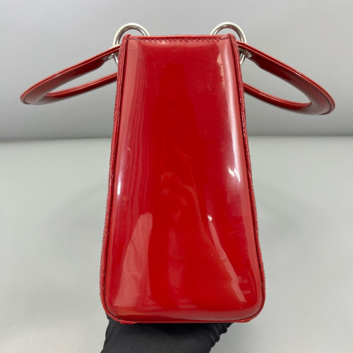 Dior Medium Lady Dior Patent Calfskin Red