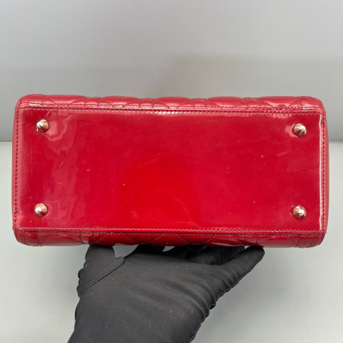 Dior Medium Lady Dior Patent Calfskin Red