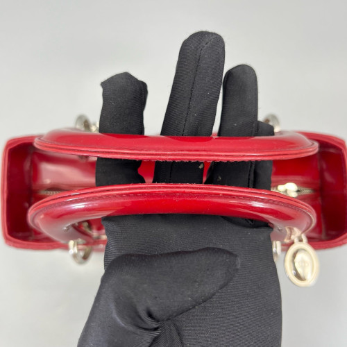 Dior Medium Lady Dior Patent Calfskin Red