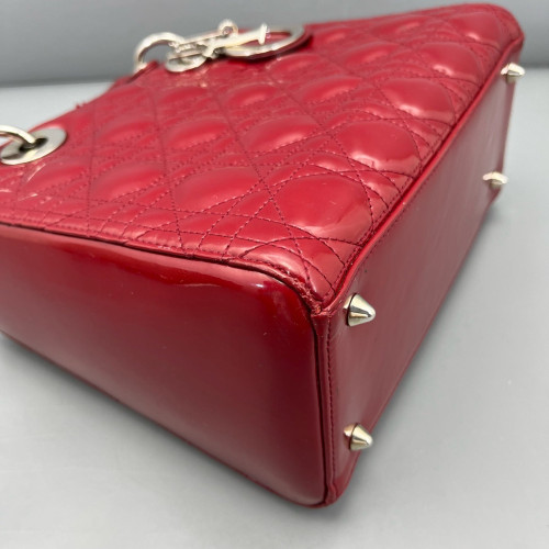 Dior Medium Lady Dior Patent Calfskin Red