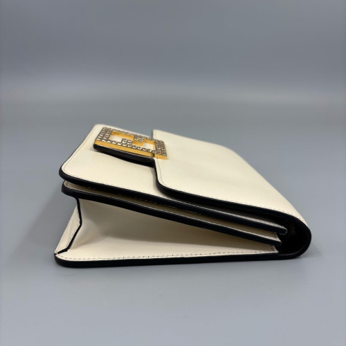Fendi Fab Crossbody Bag Calfskin White