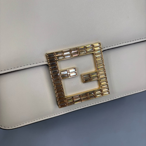 Fendi Fab Crossbody Bag Calfskin White