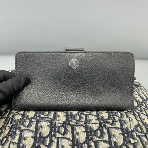 Dior Flap Backpack Oblique Black Beige Navy