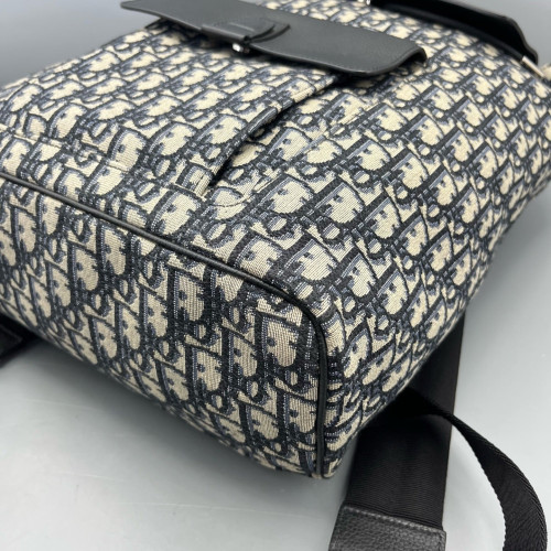 Dior Flap Backpack Oblique Black Beige Navy