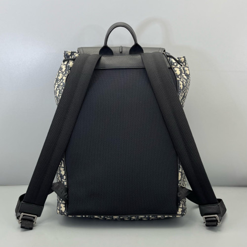 Dior Flap Backpack Oblique Black Beige Navy