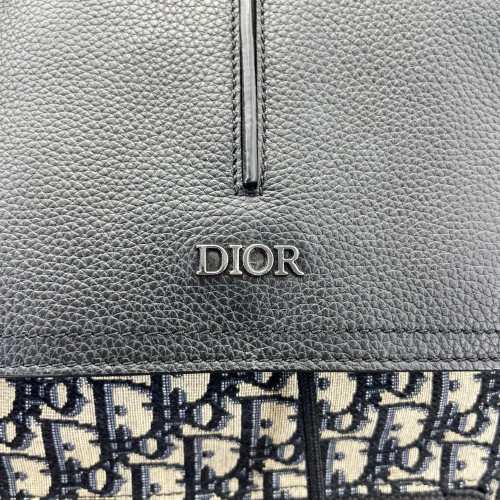 Dior Flap Backpack Oblique Black Beige Navy