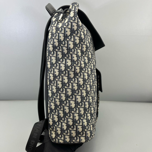 Dior Flap Backpack Oblique Black Beige Navy
