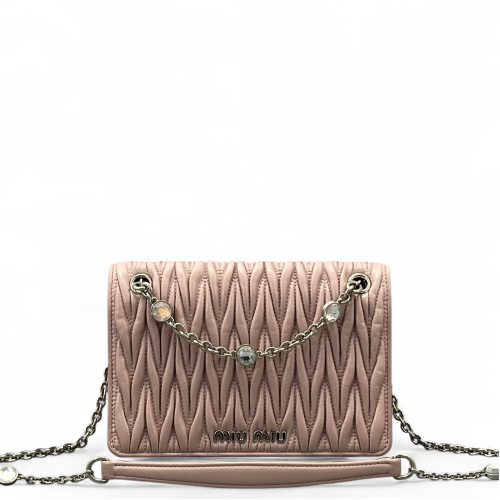 Miu Miu Crossbody Bag Crumpled Lambskin Pink