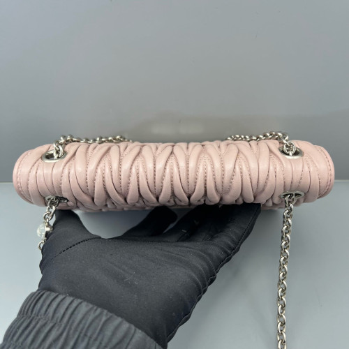 Miu Miu Crossbody Bag Crumpled Lambskin Pink