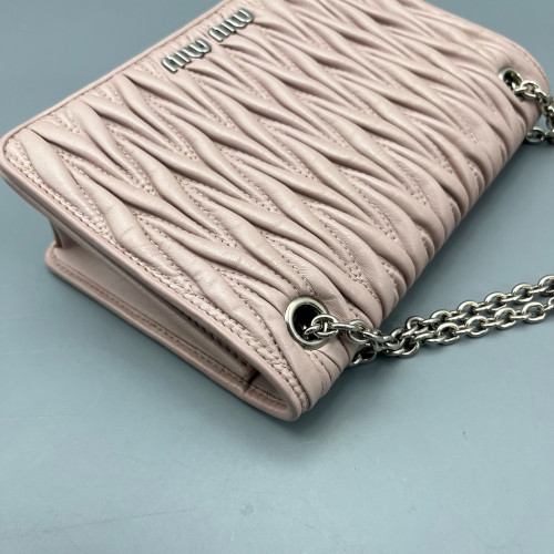 Miu Miu Crossbody Bag Crumpled Lambskin Pink