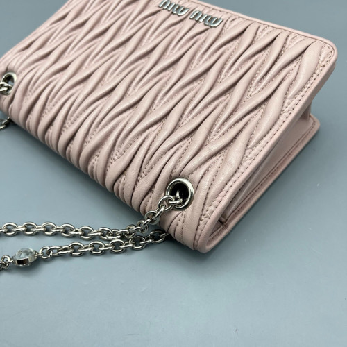 Miu Miu Crossbody Bag Crumpled Lambskin Pink