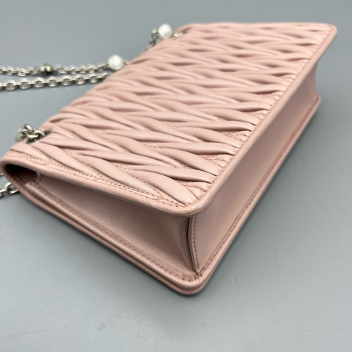 Miu Miu Crossbody Bag Crumpled Lambskin Pink