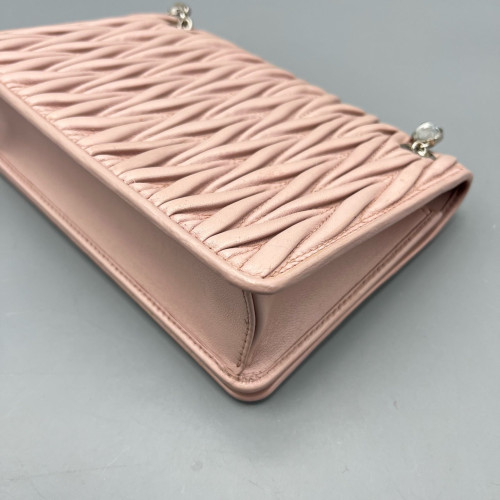 Miu Miu Crossbody Bag Crumpled Lambskin Pink