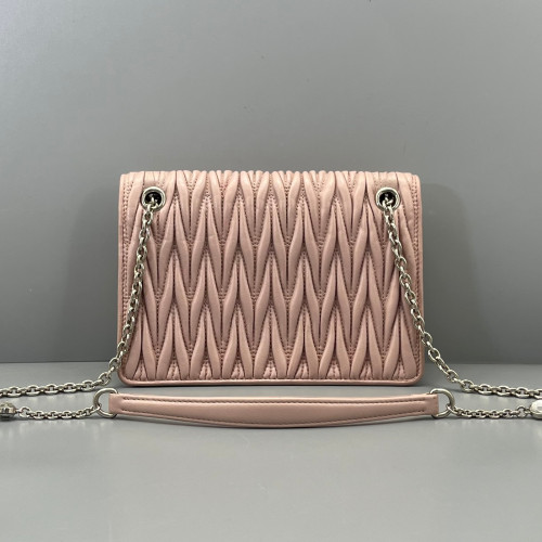 Miu Miu Crossbody Bag Crumpled Lambskin Pink