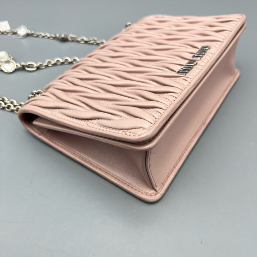 Miu Miu Crossbody Bag Crumpled Lambskin Pink