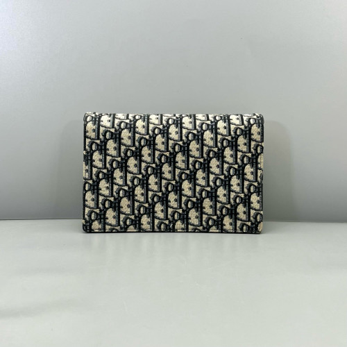 Dior Medium Saddle Chain Pouch Oblique Navy Beige Black