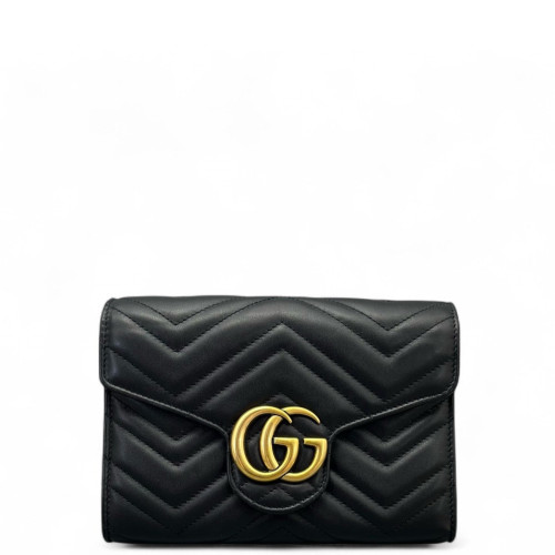 Gucci Matelasse GG Marmont Chain Wallet Calfskin Black
