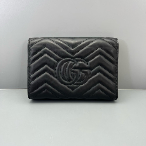 Gucci Matelasse GG Marmont Chain Wallet Calfskin Black