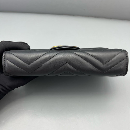 Gucci Matelasse GG Marmont Chain Wallet Calfskin Black