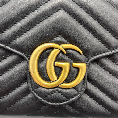 Gucci Matelasse GG Marmont Chain Wallet Calfskin Black