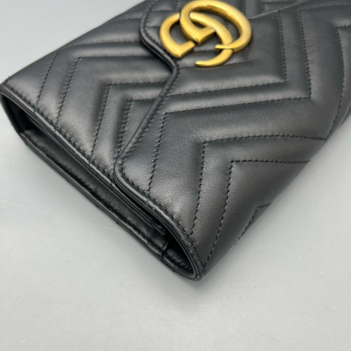 Gucci Matelasse GG Marmont Chain Wallet Calfskin Black