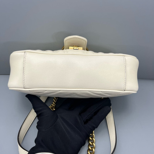 Gucci Matelasse Mini GG Marmont Calfskin White