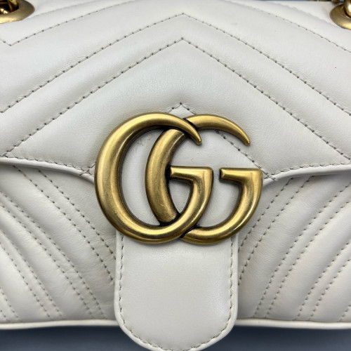 Gucci Matelasse Mini GG Marmont Calfskin White