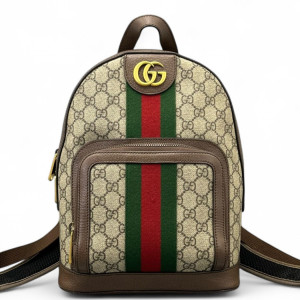 Gucci Web Small Ophidia Day Backpack GG Supreme Monogram Beige Ebony Beige Brown