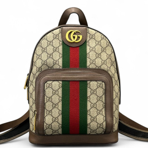 Gucci Web Small Ophidia Day Backpack GG Supreme Monogram Beige Ebony Beige Brown