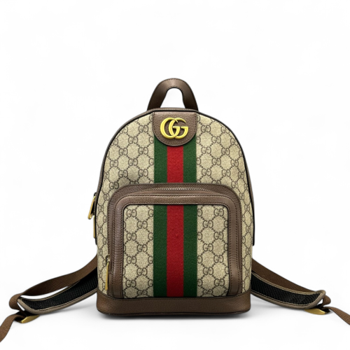 Gucci Web Small Ophidia Day Backpack GG Supreme Monogram Beige Ebony Beige Brown