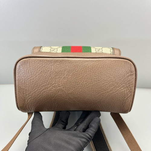 Gucci Web Small Ophidia Day Backpack GG Supreme Monogram Beige Ebony Beige Brown