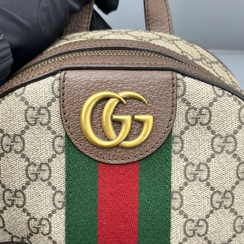 Gucci Web Small Ophidia Day Backpack GG Supreme Monogram Beige Ebony Beige Brown