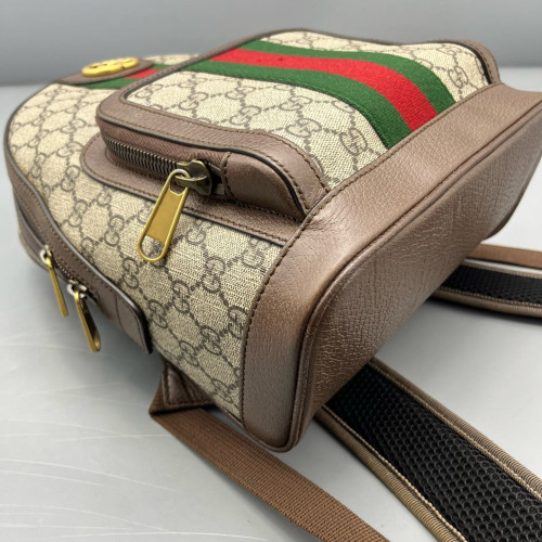 Gucci Web Small Ophidia Day Backpack GG Supreme Monogram Beige Ebony Beige Brown