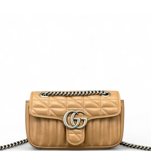 Gucci Matelasse Mini GG Marmont Calfskin Camel